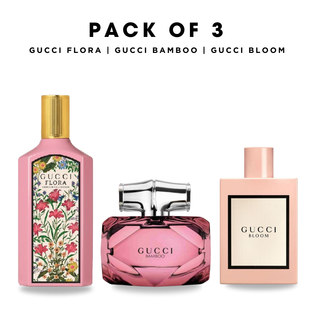 Pack of 3: Gucci Flora, Gucci bamboo, Gucci Bloom
