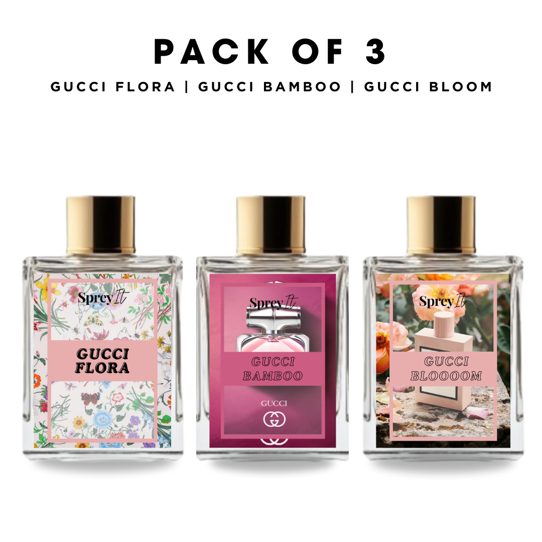Pack of 3: Gucci Flora, Gucci bamboo, Gucci Bloom