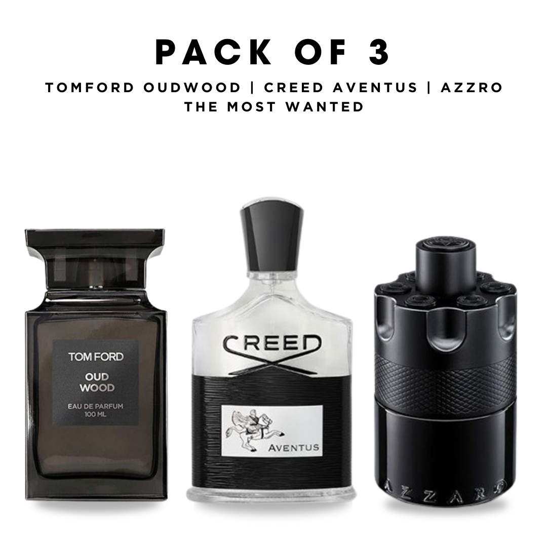 Pack of 3: T0mf0rd oud wood, cre#d aventus, @zzaro the most wanted