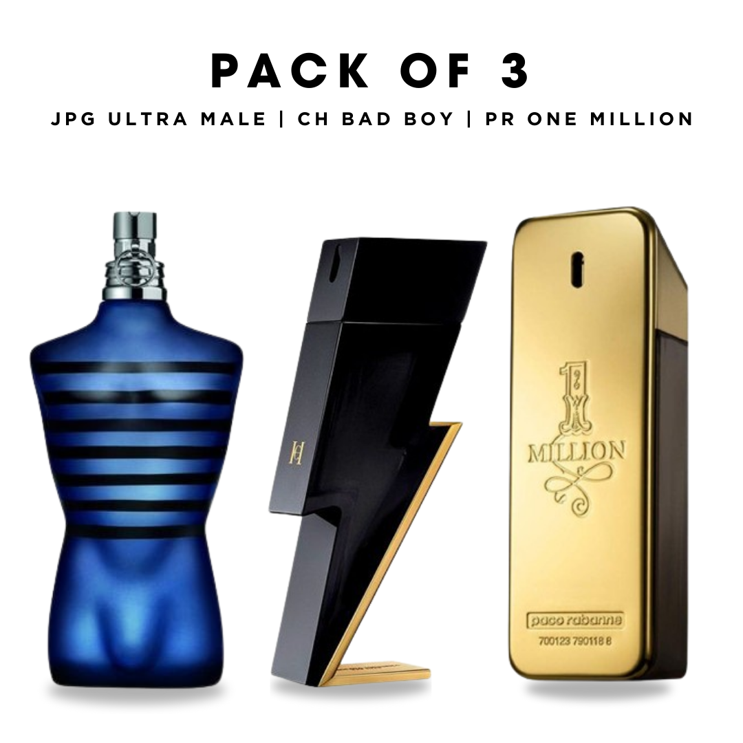 Pack of 3: JPG ultra male, CH bad boy, PR one million